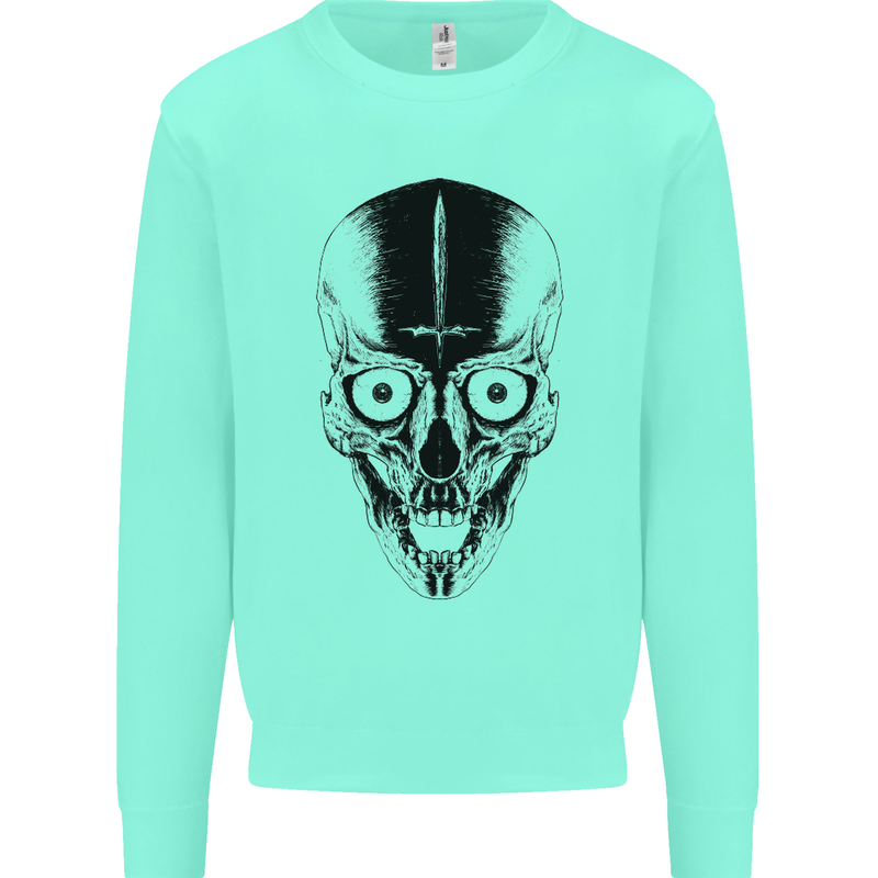Skull With a Sword Gothic Heavy Metal Rock Mens Sweatshirt Jumper Peppermint