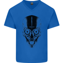 Skull With a Sword Gothic Heavy Metal Rock Mens V-Neck Cotton T-Shirt Royal Blue