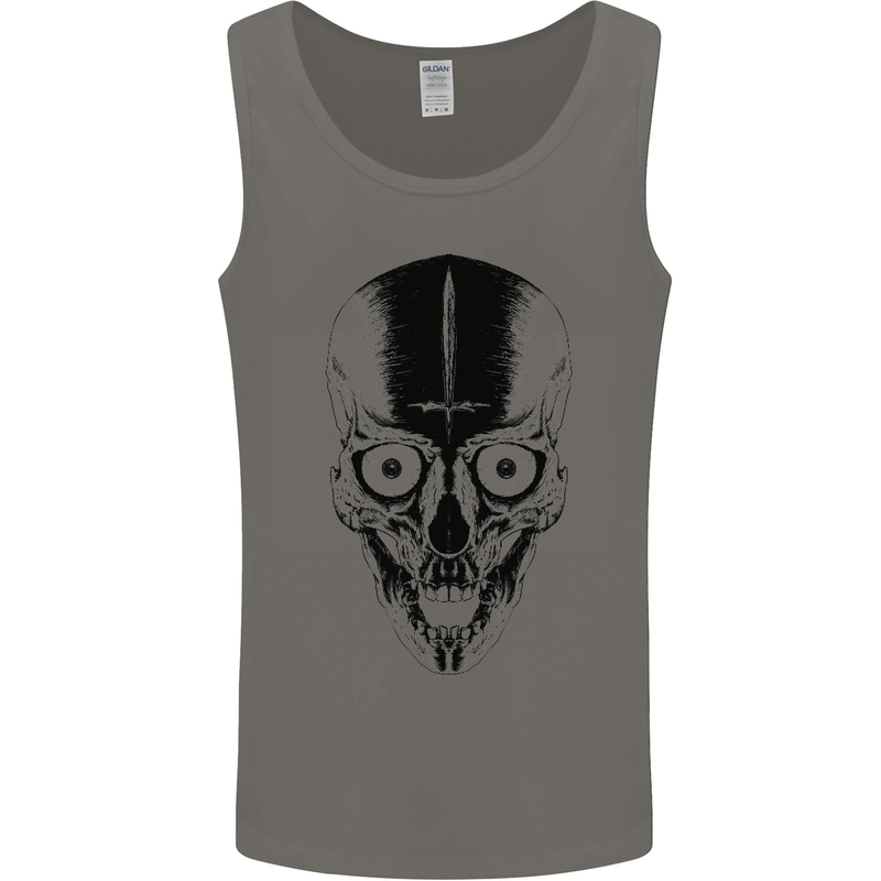 Skull With a Sword Gothic Heavy Metal Rock Mens Vest Tank Top Charcoal