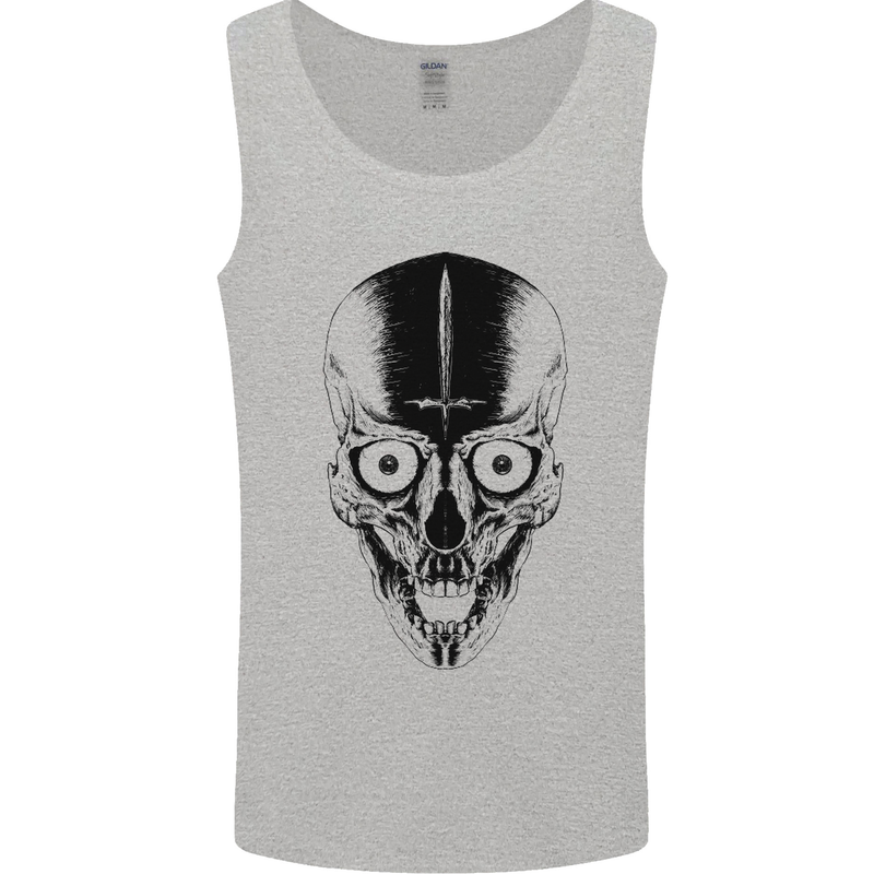 Skull With a Sword Gothic Heavy Metal Rock Mens Vest Tank Top Sports Grey
