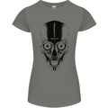 Skull With a Sword Gothic Heavy Metal Rock Womens Petite Cut T-Shirt Charcoal