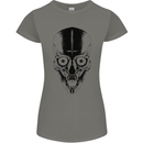 Skull With a Sword Gothic Heavy Metal Rock Womens Petite Cut T-Shirt Charcoal