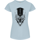 Skull With a Sword Gothic Heavy Metal Rock Womens Petite Cut T-Shirt Light Blue