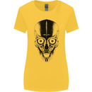 Skull With a Sword Gothic Heavy Metal Rock Womens Wider Cut T-Shirt Yellow