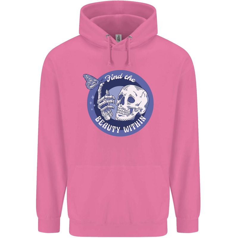Skull & Butterfly Find the Beauty Within Childrens Kids Hoodie Azalea