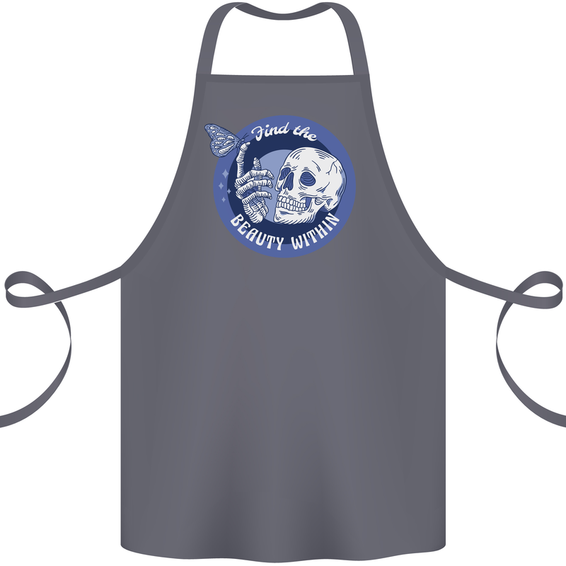 Skull & Butterfly Find the Beauty Within Cotton Apron 100% Organic Steel