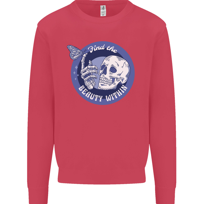 Skull & Butterfly Find the Beauty Within Mens Sweatshirt Jumper Heliconia