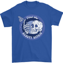 Skull & Butterfly Find the Beauty Within Mens T-Shirt Cotton Gildan Royal Blue