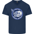 Skull & Butterfly Find the Beauty Within Mens V-Neck Cotton T-Shirt Navy Blue