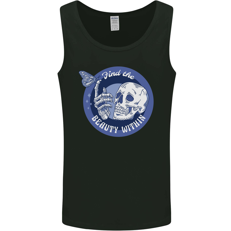 Skull & Butterfly Find the Beauty Within Mens Vest Tank Top Black