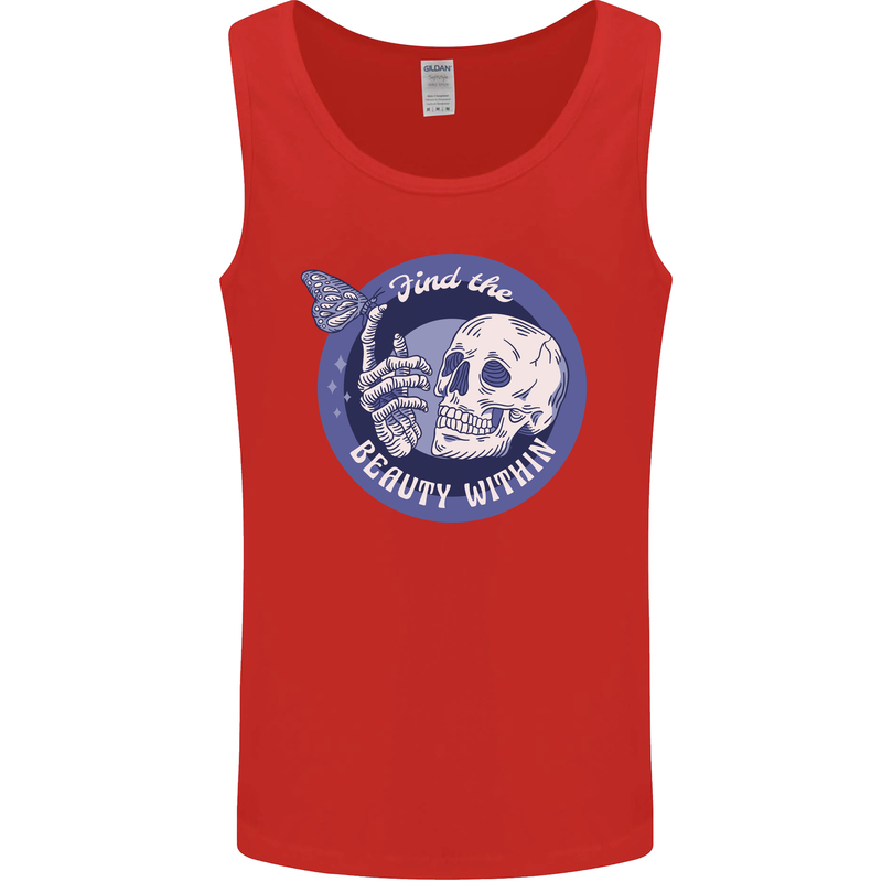 Skull & Butterfly Find the Beauty Within Mens Vest Tank Top Red