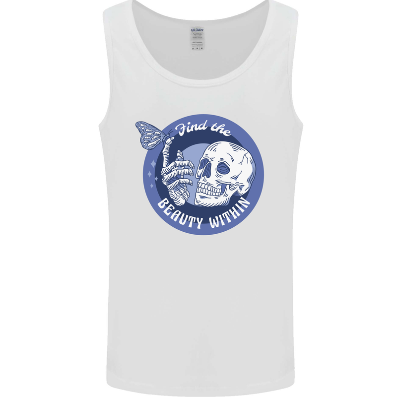Skull & Butterfly Find the Beauty Within Mens Vest Tank Top White