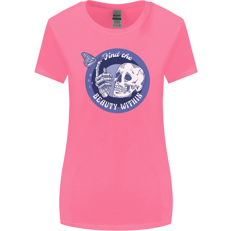 Skull & Butterfly Find the Beauty Within Womens Wider Cut T-Shirt Azalea