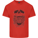 Skull and Chains Motorcycle Motorbike Biker Kids T-Shirt Childrens Red