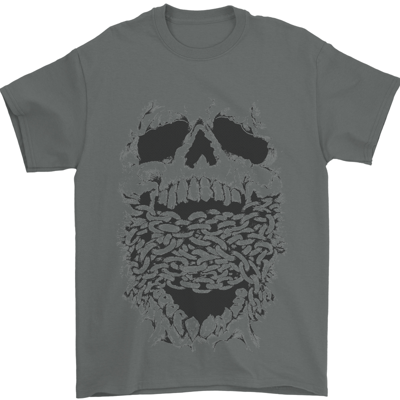 Skull and Chains Motorcycle Motorbike Biker Mens T-Shirt Cotton Gildan Charcoal