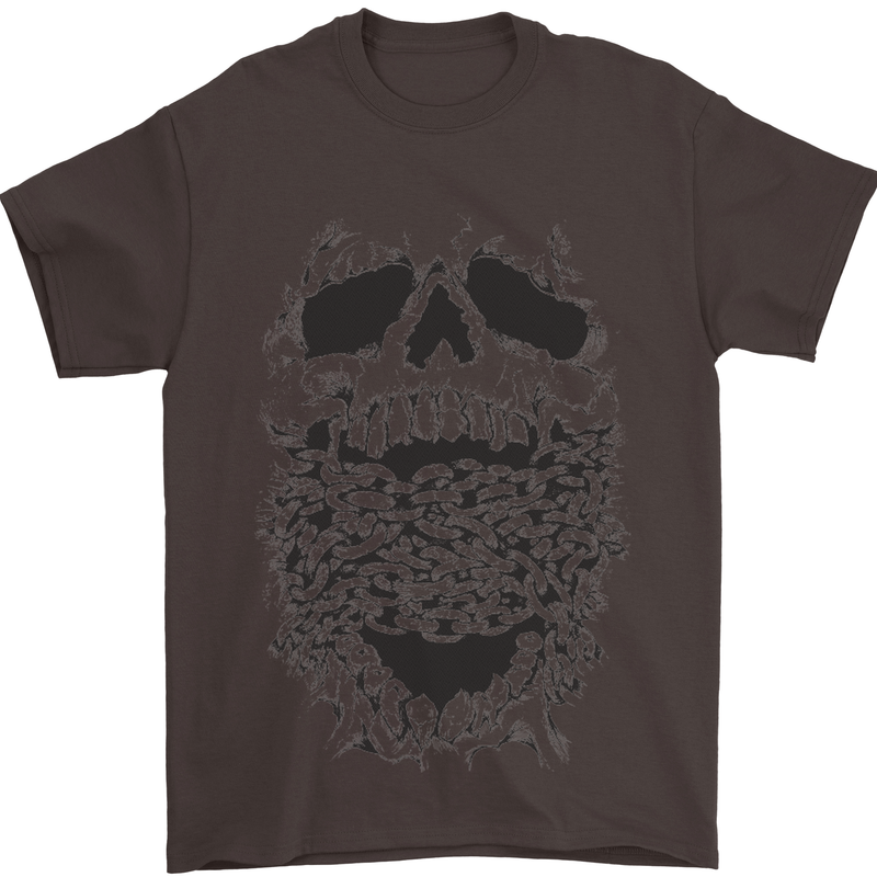 Skull and Chains Motorcycle Motorbike Biker Mens T-Shirt Cotton Gildan Dark Chocolate