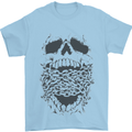 Skull and Chains Motorcycle Motorbike Biker Mens T-Shirt Cotton Gildan Light Blue