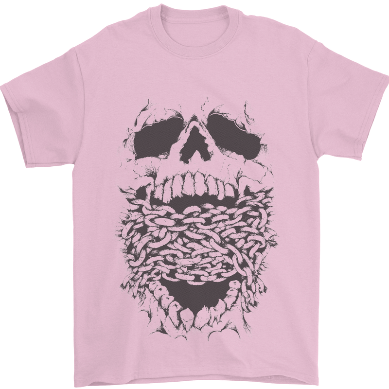 Skull and Chains Motorcycle Motorbike Biker Mens T-Shirt Cotton Gildan Light Pink