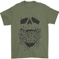 Skull and Chains Motorcycle Motorbike Biker Mens T-Shirt Cotton Gildan Military Green