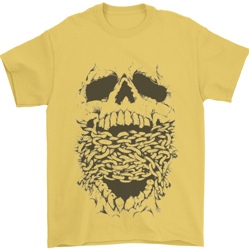 Skull and Chains Motorcycle Motorbike Biker Mens T-Shirt Cotton Gildan Yellow