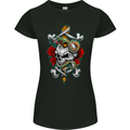 Skull and Snake Biker Heavy Metal Gothic Womens Petite Cut T-Shirt Black