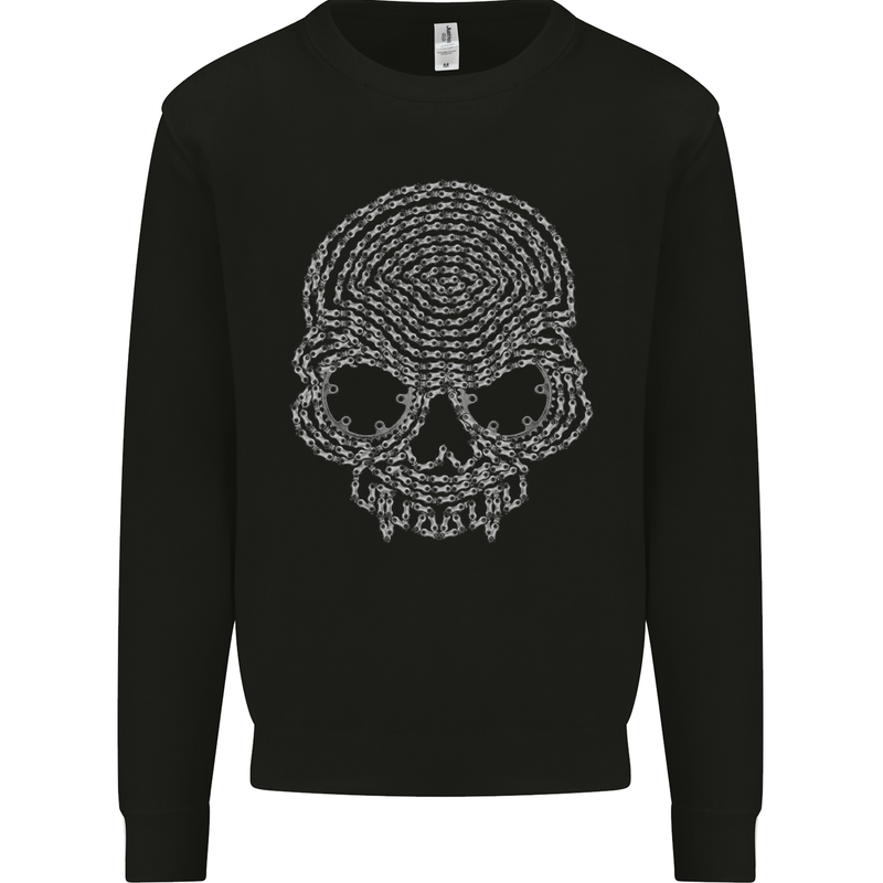 Skull of Chains Biker Motorcycle Motorbike Kids Sweatshirt Jumper Black