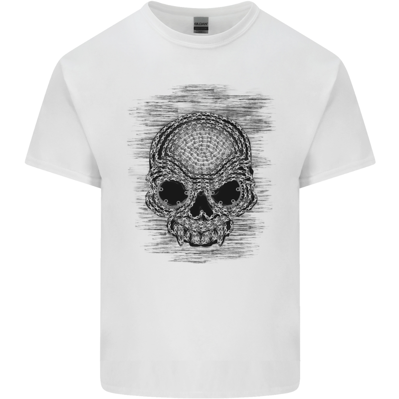 Skull of Chains Mens Cotton T-Shirt Tee Top White