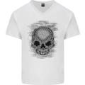 Skull of Chains Mens V-Neck Cotton T-Shirt White