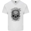 Skull of Chains Mens V-Neck Cotton T-Shirt White