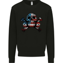 Skulls U.S.A. Flag America Biker Motorbike Kids Sweatshirt Jumper Black