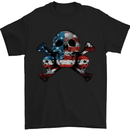 Skulls U.S.A. Flag America Biker Motorbike Mens T-Shirt Cotton Gildan Black
