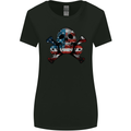 Skulls U.S.A. Flag America Biker Motorbike Womens Wider Cut T-Shirt Black