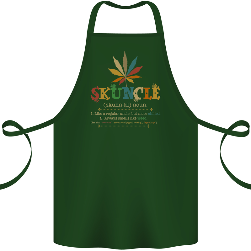 Skuncle Uncle That Smokes Weed Funny Drugs Cotton Apron 100% Organic Forest Green