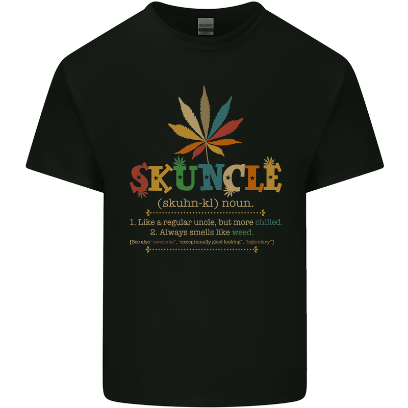 Skuncle Uncle That Smokes Weed Funny Drugs Mens Cotton T-Shirt Tee Top Black