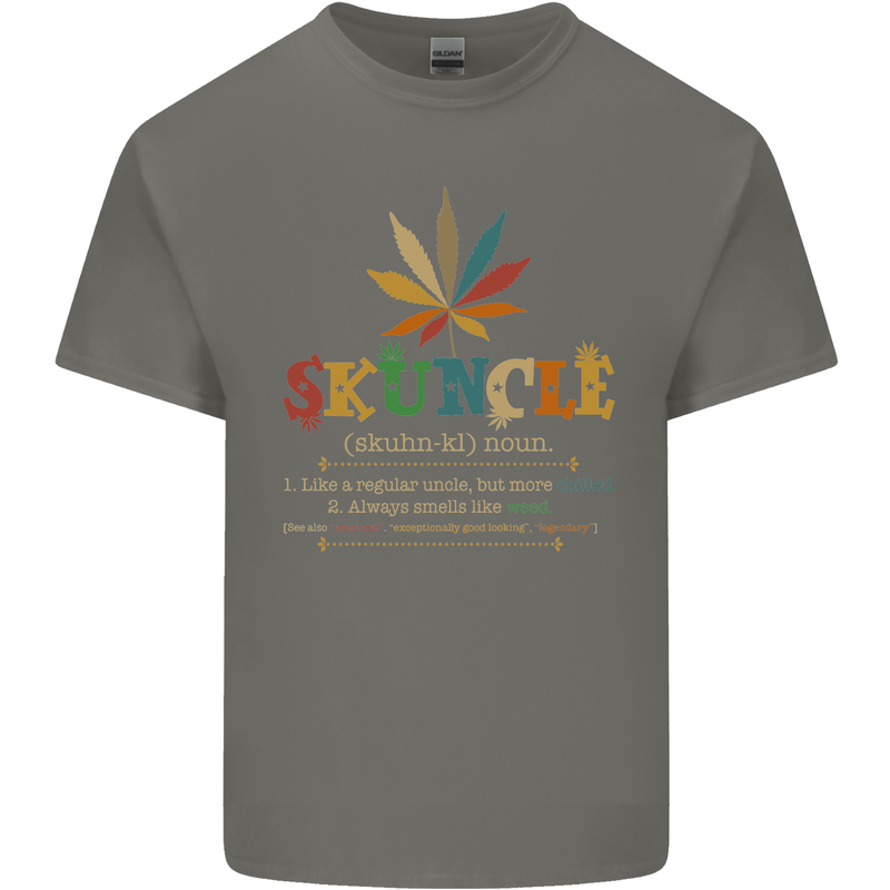 Skuncle Uncle That Smokes Weed Funny Drugs Mens Cotton T-Shirt Tee Top Charcoal