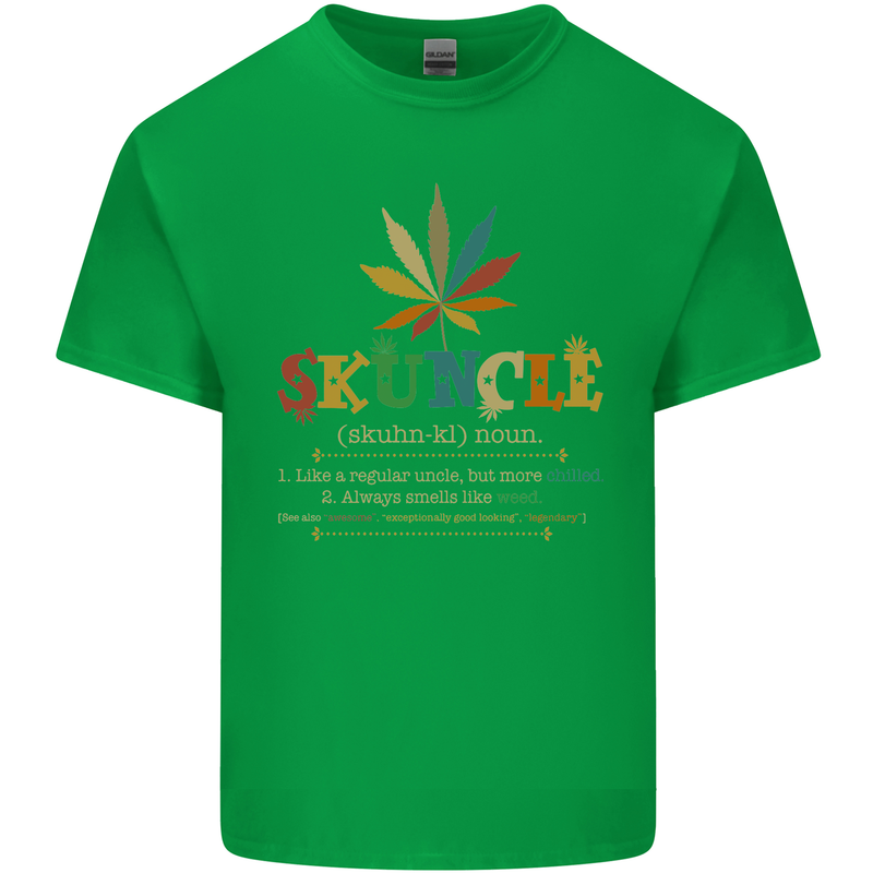 Skuncle Uncle That Smokes Weed Funny Drugs Mens Cotton T-Shirt Tee Top Irish Green