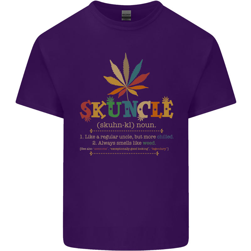 Skuncle Uncle That Smokes Weed Funny Drugs Mens Cotton T-Shirt Tee Top Purple