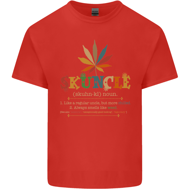 Skuncle Uncle That Smokes Weed Funny Drugs Mens Cotton T-Shirt Tee Top Red