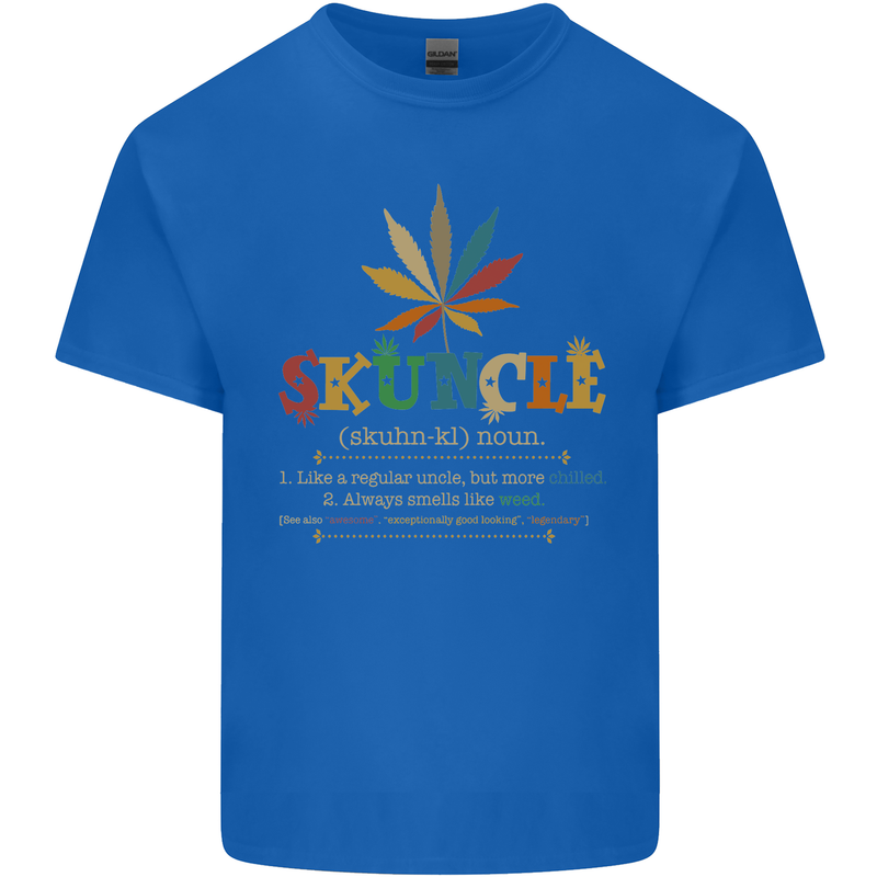 Skuncle Uncle That Smokes Weed Funny Drugs Mens Cotton T-Shirt Tee Top Royal Blue