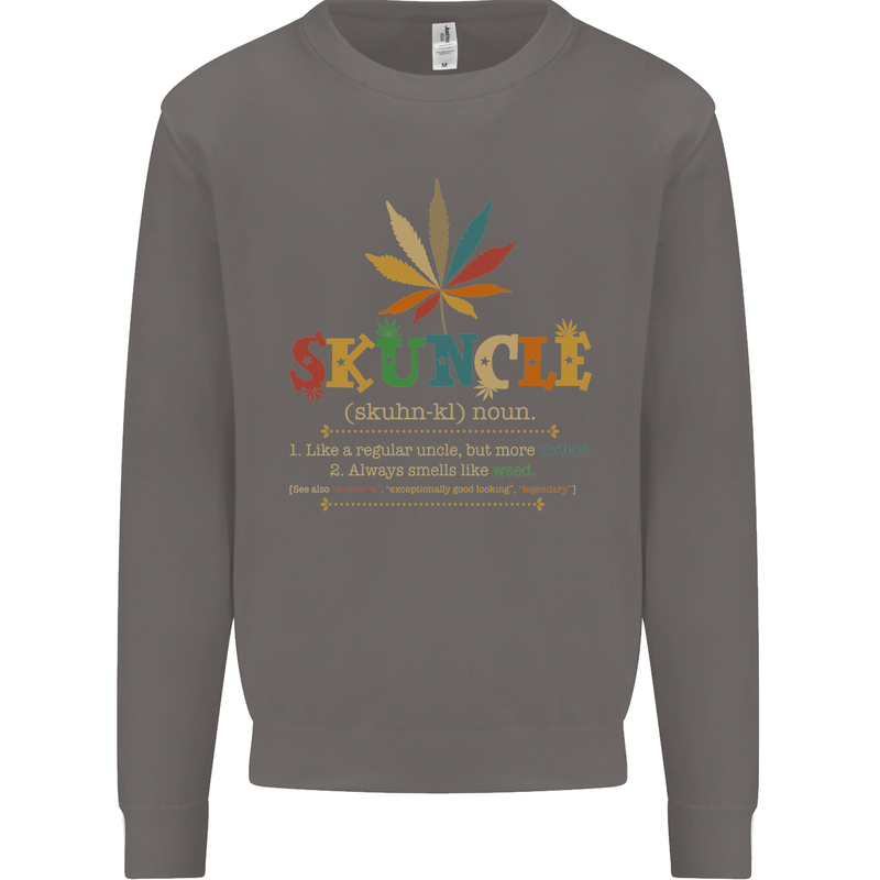 Skuncle Uncle That Smokes Weed Funny Drugs Mens Sweatshirt Jumper Charcoal
