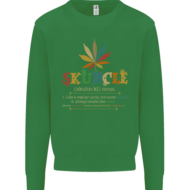 Skuncle Uncle That Smokes Weed Funny Drugs Mens Sweatshirt Jumper Irish Green