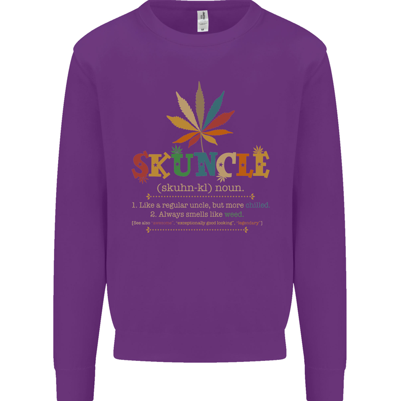 Skuncle Uncle That Smokes Weed Funny Drugs Mens Sweatshirt Jumper Purple