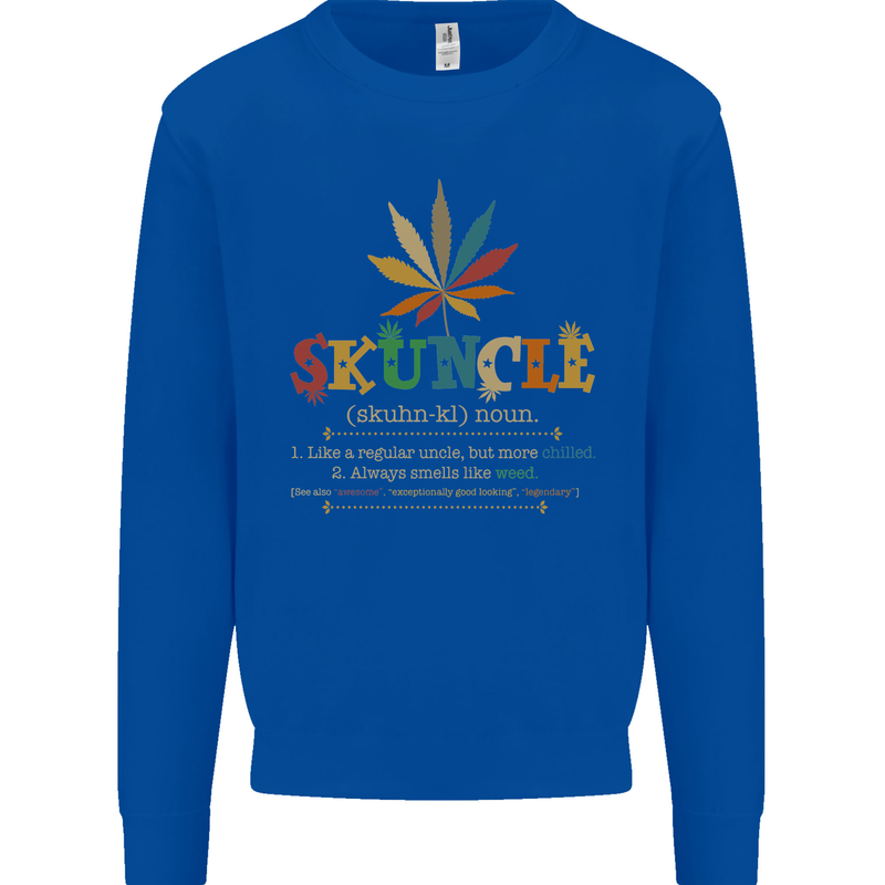 Skuncle Uncle That Smokes Weed Funny Drugs Mens Sweatshirt Jumper Royal Blue