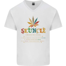 Skuncle Uncle That Smokes Weed Funny Drugs Mens V-Neck Cotton T-Shirt White