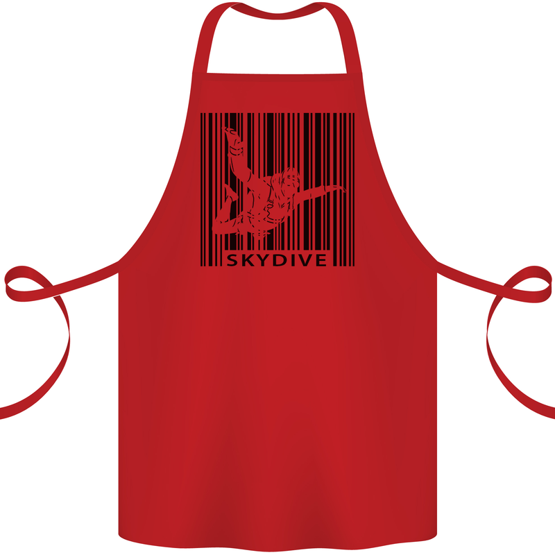 Skydiving Barcode Skydive Skydiver Freefall Cotton Apron 100% Organic Red