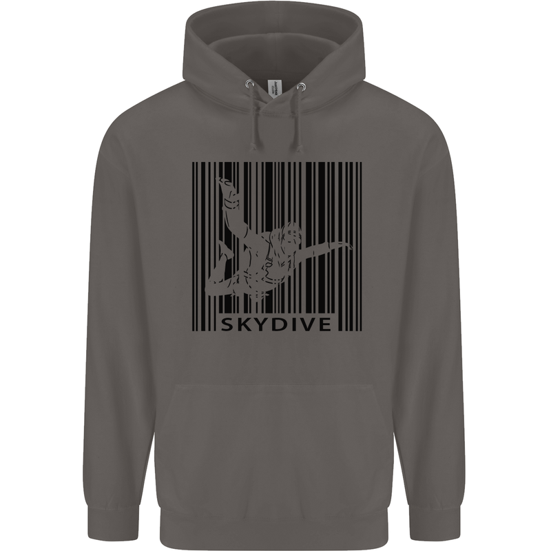 Skydiving Barcode Skydive Skydiver Freefall Mens 80% Cotton Hoodie Charcoal