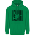 Skydiving Barcode Skydive Skydiver Freefall Mens 80% Cotton Hoodie Irish Green