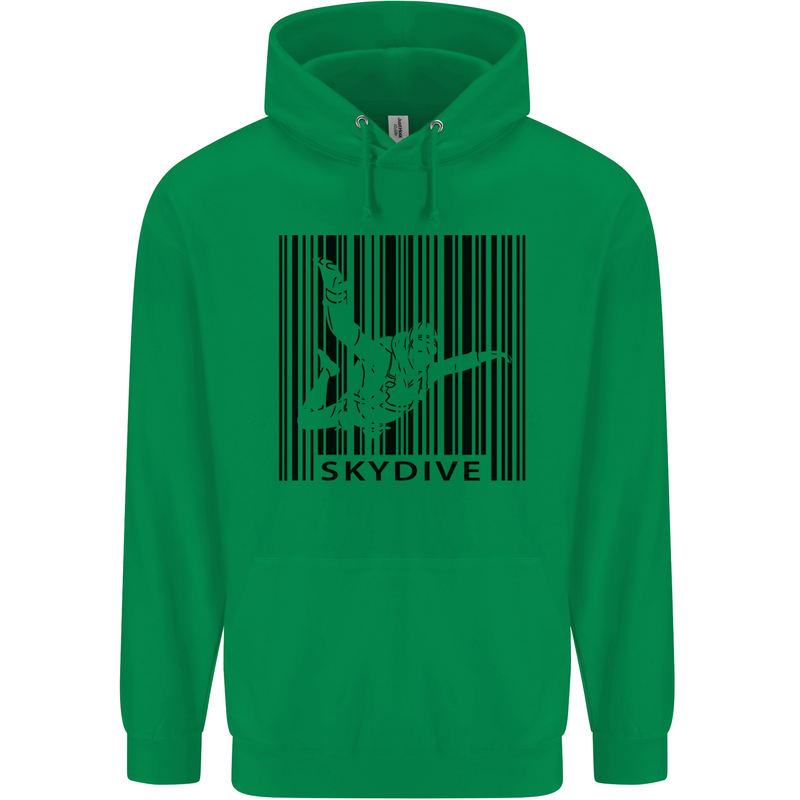 Skydiving Barcode Skydive Skydiver Freefall Mens 80% Cotton Hoodie Irish Green