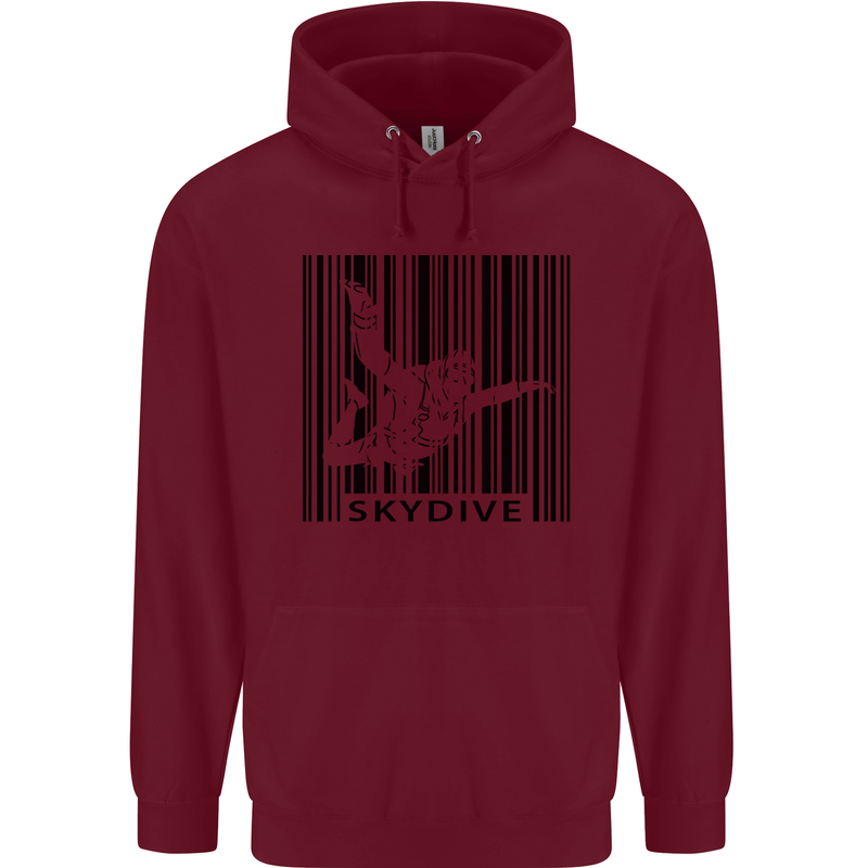 Skydiving Barcode Skydive Skydiver Freefall Mens 80% Cotton Hoodie Maroon