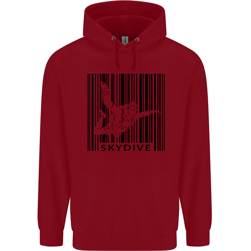 Skydiving Barcode Skydive Skydiver Freefall Mens 80% Cotton Hoodie Red